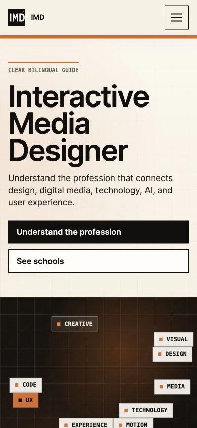 Version mobile du guide Interactive Media Designer